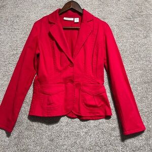 Chadwick’s Woman’s Red Pocket Cotton Blazer Size 6 *flaw
